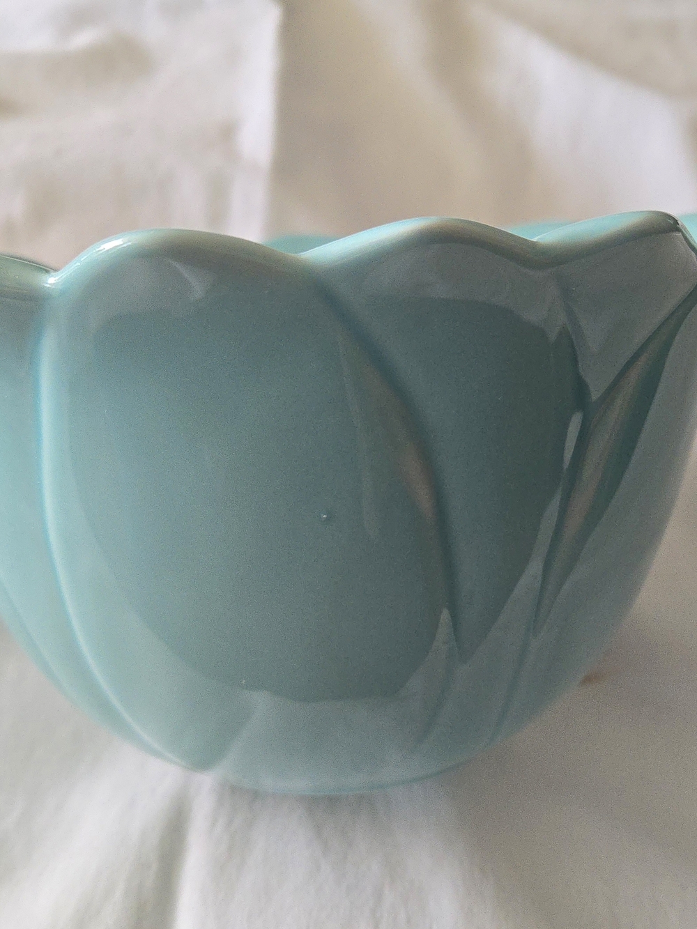 Aqua Ceramic Lotus Bowl  Home Art Accent 7x4"